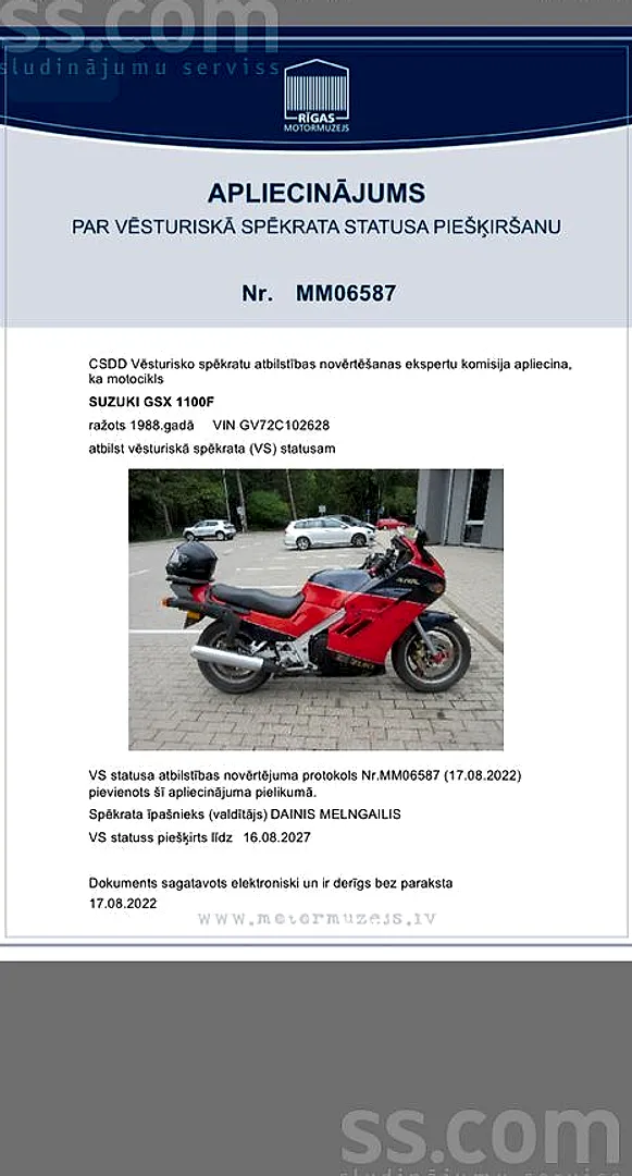 Suzuki Gsx1100F, 1988. gads